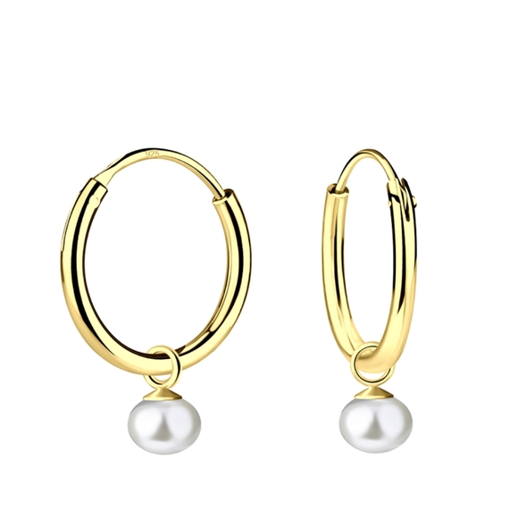 Jewelry - Pearl Charm Hoops